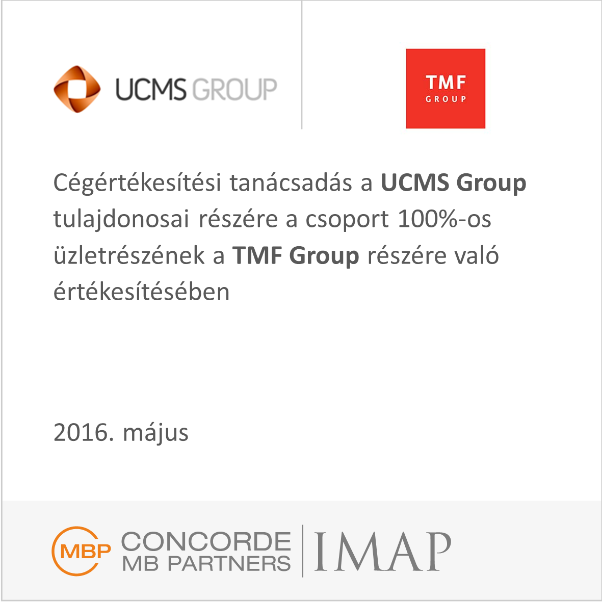 UCMS Csoport értékesítése a TMF részére